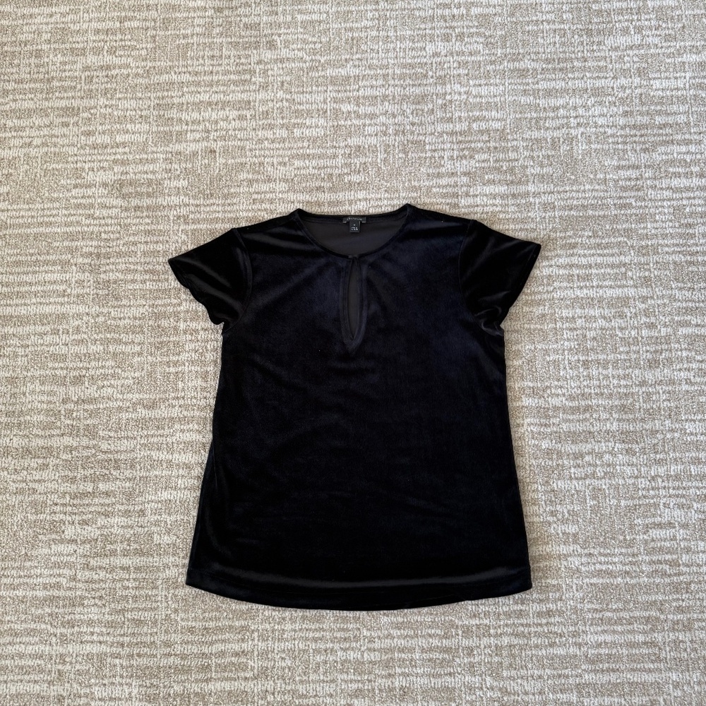 Ann Taylor Flutter Cap Sleeve Velvet Top